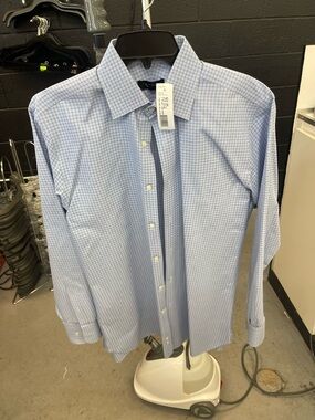 Ike Behar Light Blue Micro-Check Dress Shirt